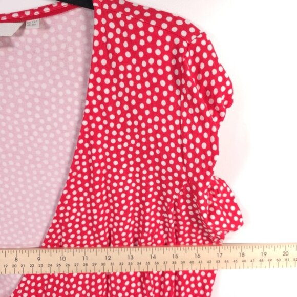 Boden Viscose Blend Wrap‎ Tie V Neck Short Sleeve Top Polka Dot J0664 Size 8P - Picture 5 of 9